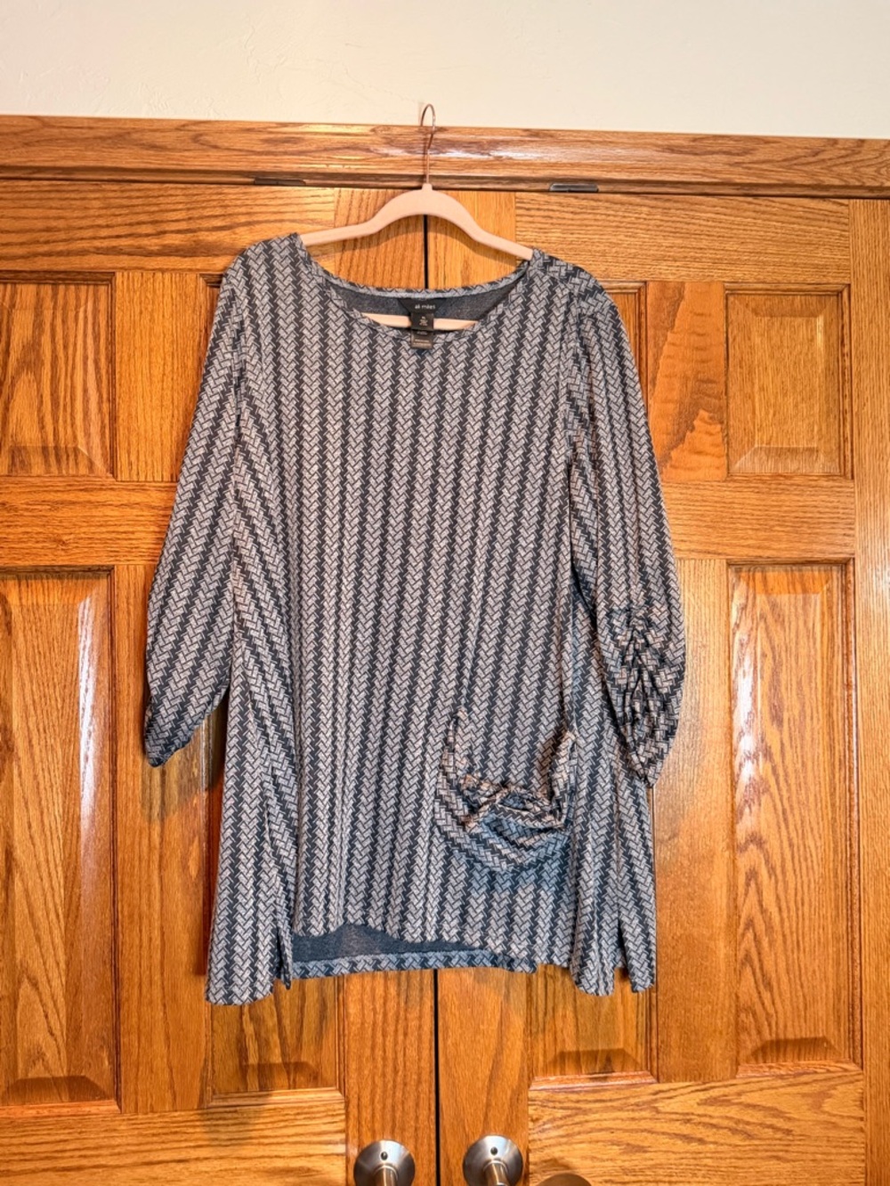 Ali Miles black  & White Geometric Tunic Top size XL